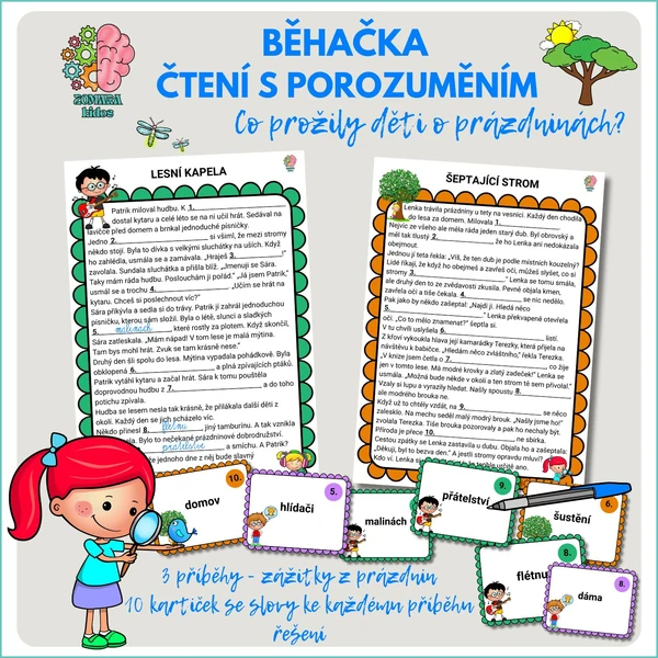 Čtení s porozuměním - běhačka Co prožily děti o prázdninách?