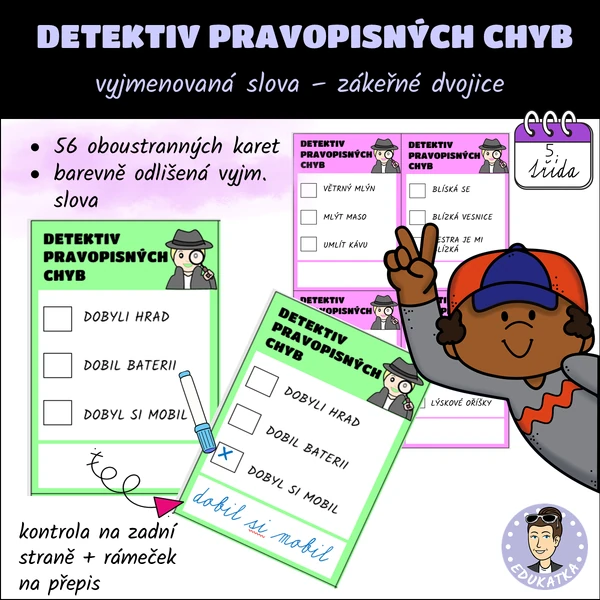 Detektiv pravopisných chyb - vyjm. slova - zákeřné dvojice