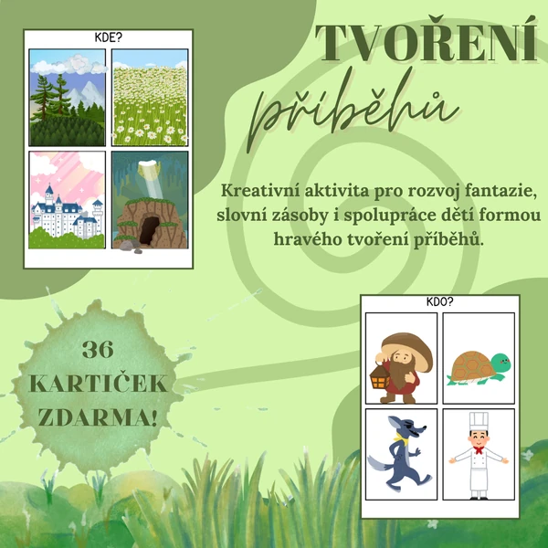 Příběhové kartičky - KDO? CO DĚLÁ? KDE?