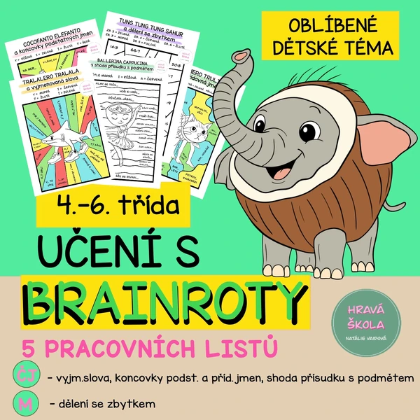 ITALSKÉ BRAINROTY - VYBARVOVAČKY ČJ + M - 4.-6. TŘÍDA - 5 pracovních listů