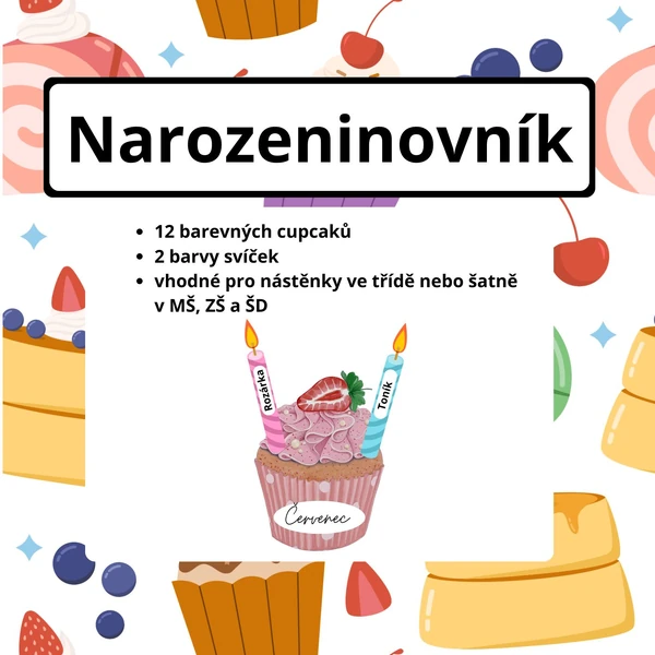 Narozeninovník s cupcaky