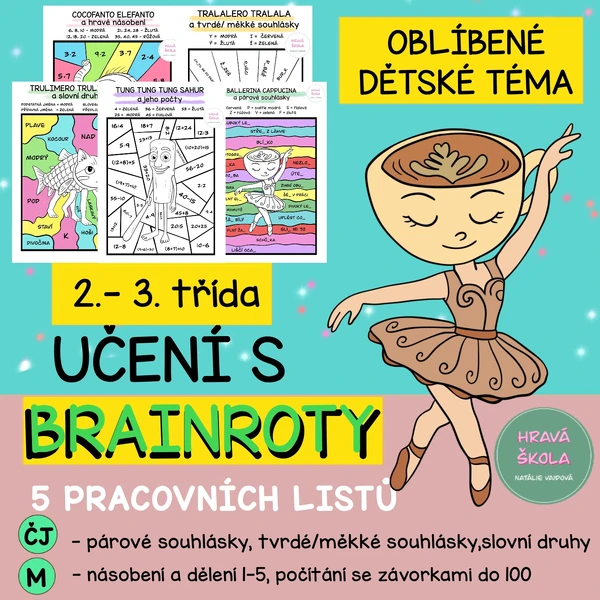 ITALSKÉ BRAINROTY - VYBARVOVAČKY ČJ + M - 2. - 3. TŘÍDA - 5 pracovních listů
