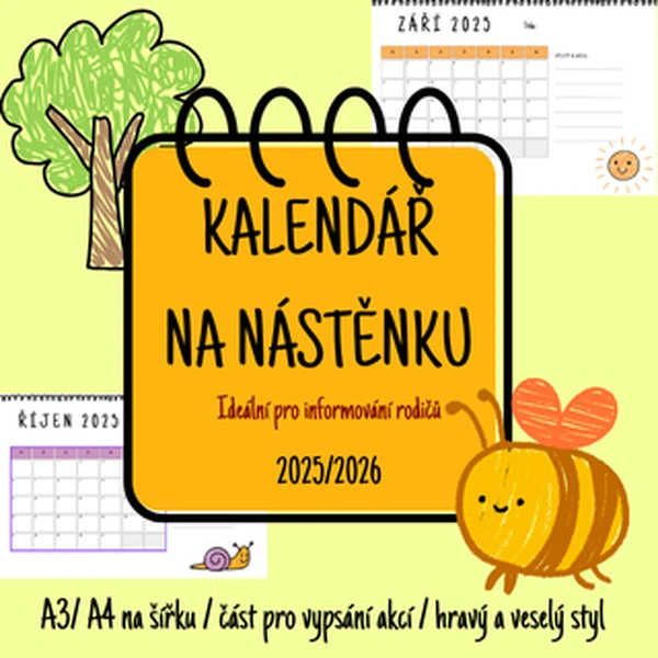 Kalendář akcí na nástěnku pro MŠ