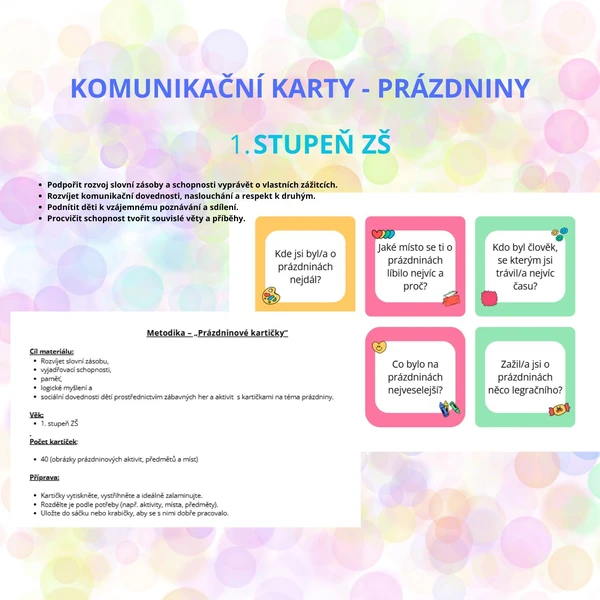 Komunikační karty - PRÁZDNINY