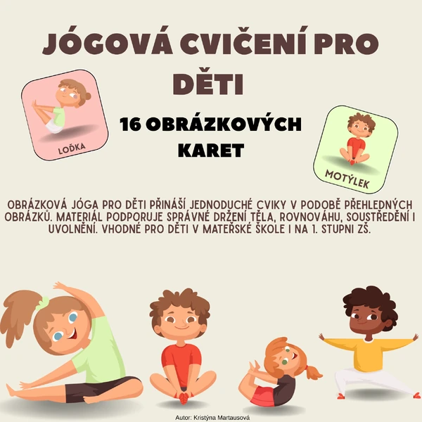Jógová cvičení pro děti - 16 obrázkových karet