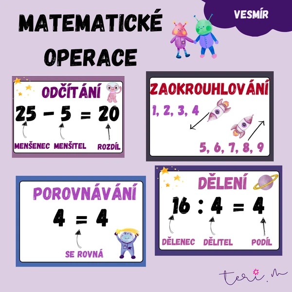 MATEMATICKÉ OPERACE - téma VESMÍR
