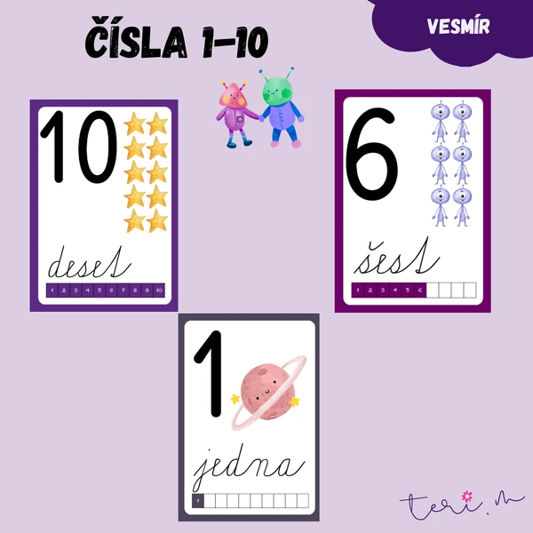 ČÍSLA 1-10 - téma VESMÍR