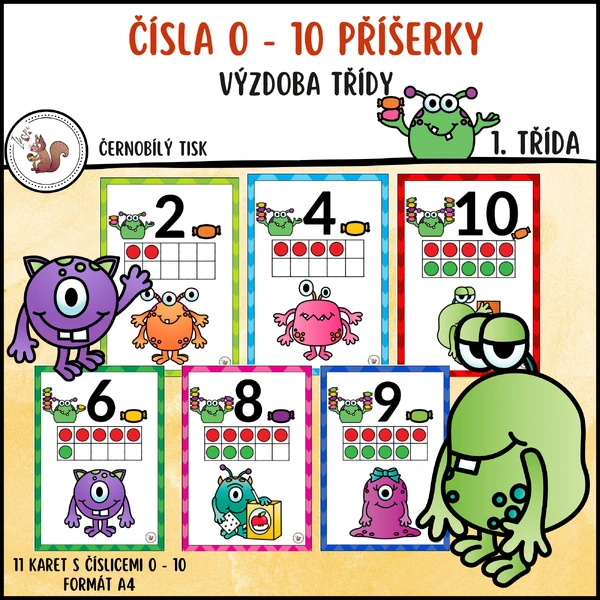 Čísla 0 - 10 příšerky
