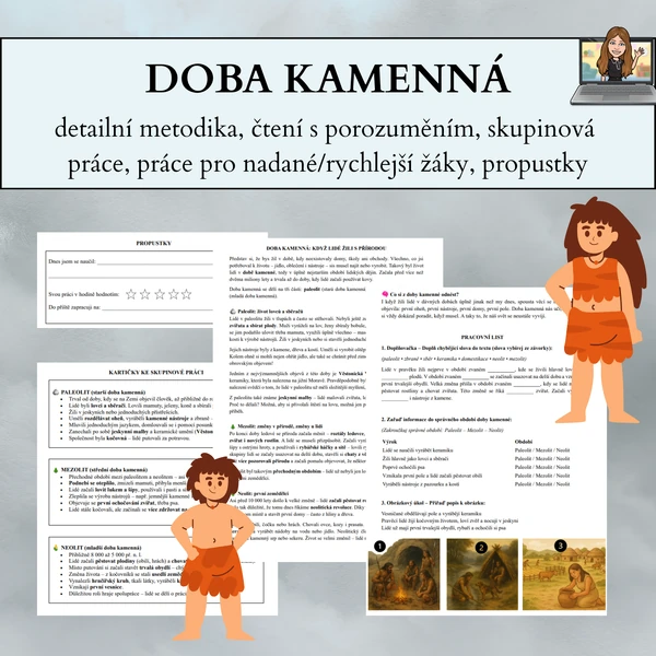 Doba kamenná - čtení s porozuměním