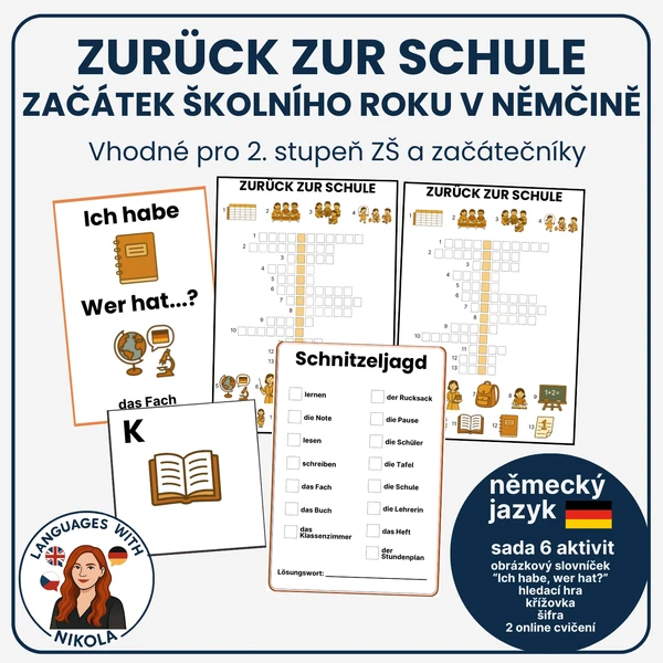 Zurück zur Schule - Zpátky do školy (německá slovní zásoba, hry)