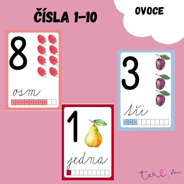 ČÍSLA 1-10 - téma OVOCE