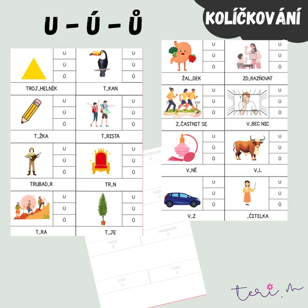 PSANÍ U - Ú - Ů - kolíčkování