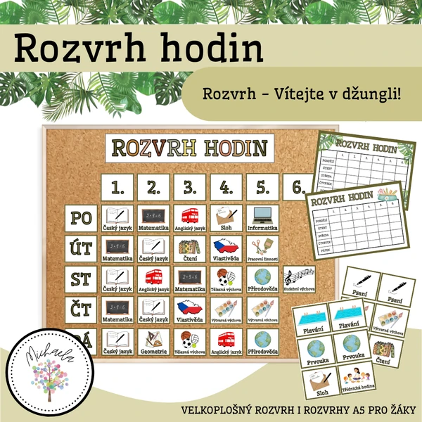 Rozvrh hodin - velkoplošný do třídy i A5 pro žáky
