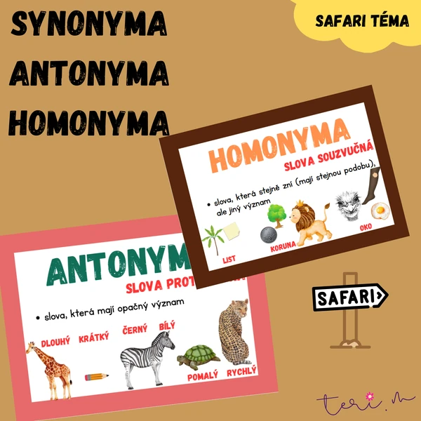 SYNONYMA, ANTONYMA, HOMONYMA - téma SAFARI