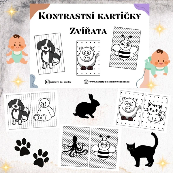 Kontrastní kartičky - Zvířata 
