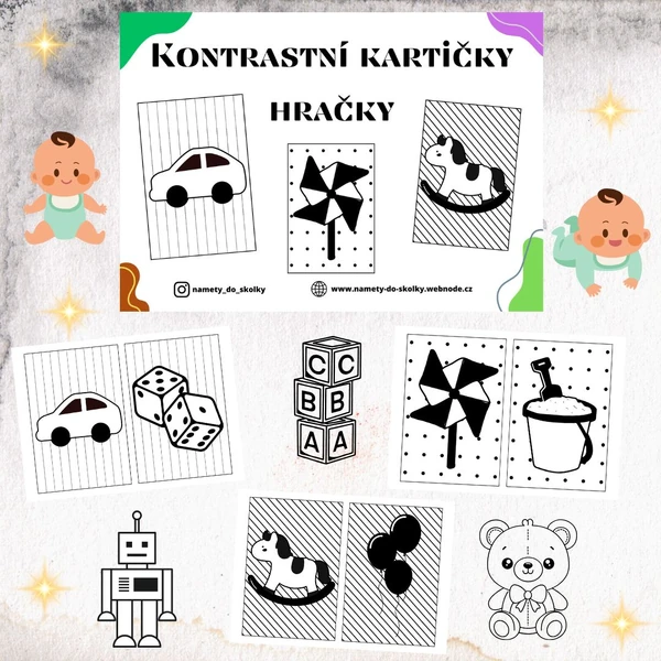 Kontrastní kartičky - Hračky 