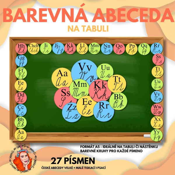 Barevná abeceda a čísla - na tabuli 