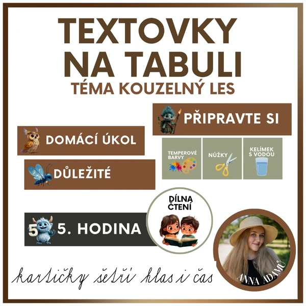 Textovky na tabuli - kouzelný les