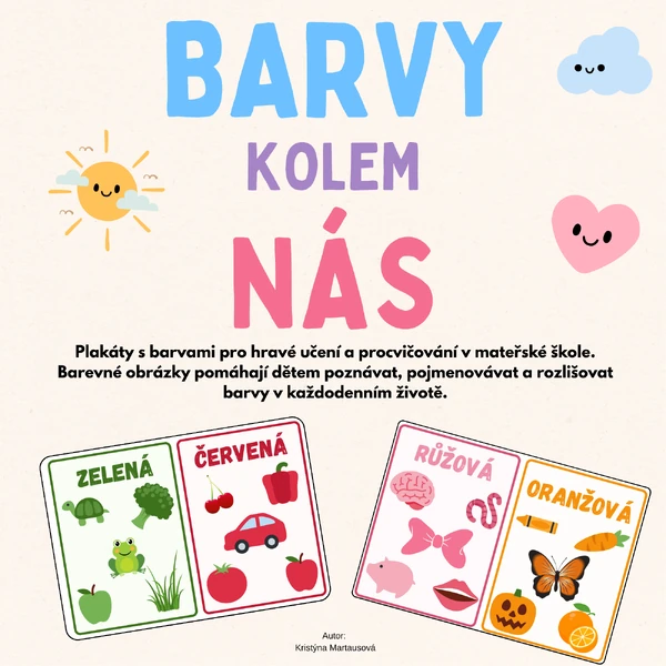Barvy kolem nás - Plakáty k poznávání a procvičování barev