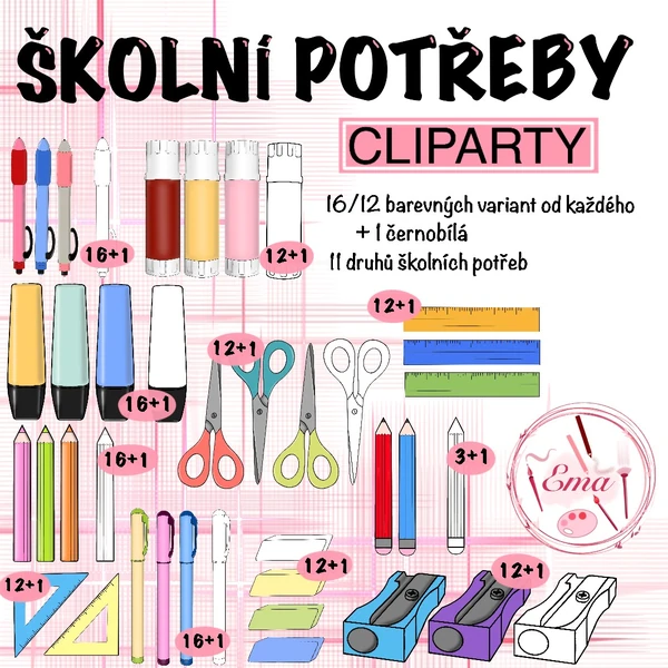 ŠKOLNÍ POTŘEBY - CLIPARTY