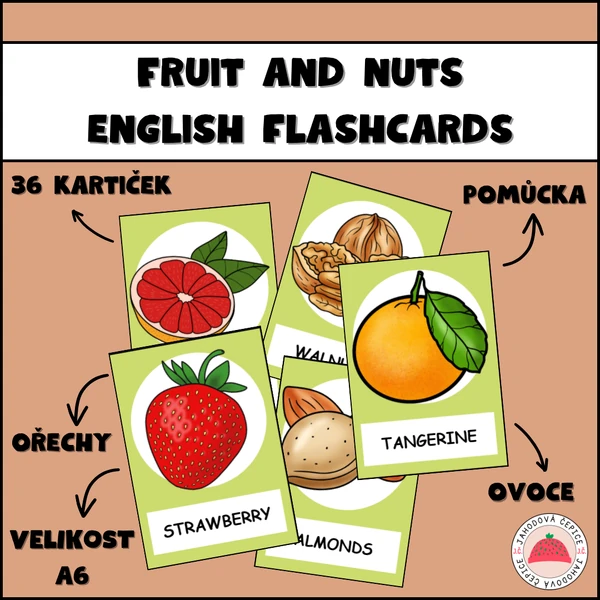 Fruit and nuts (ovoce a ořechy) - english flashcards