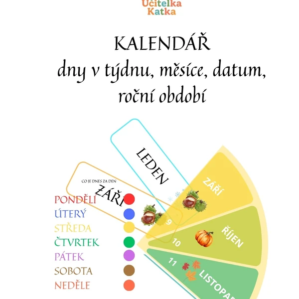 Kalendář - dny v týdnu, měsíce, datum, roční období