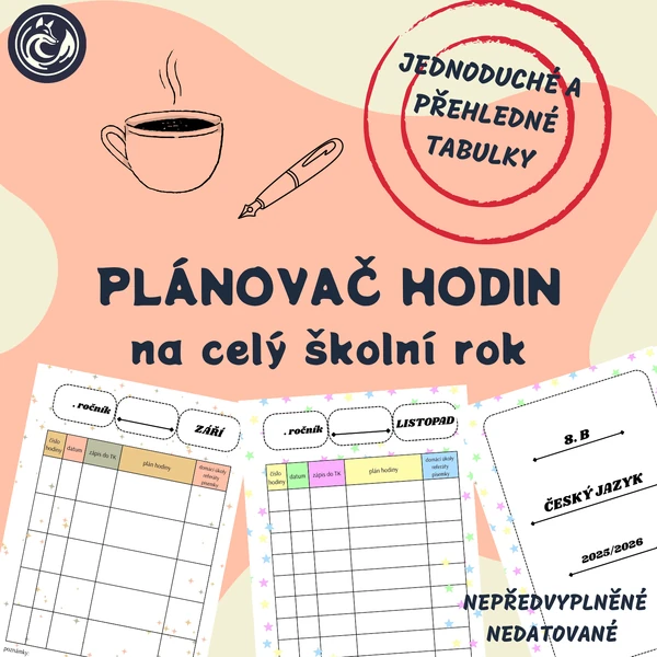 PLÁNOVAČ HODIN na celý školní rok