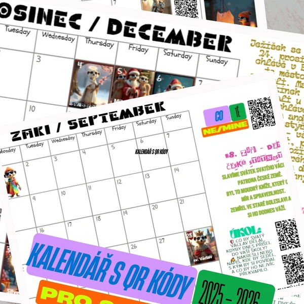 Interaktivní kalendář s QR kódy 2025/26 – pro 2. stupeň ZŠ