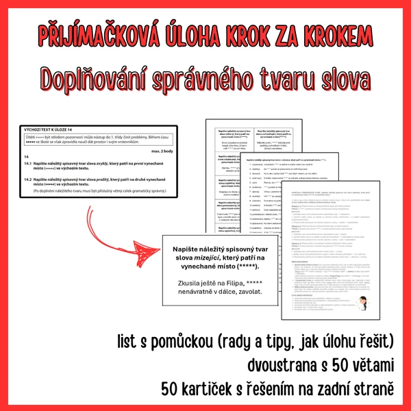 PŘIJÍMAČKOVÁ ÚLOHA KROK ZA KROKEM: Doplň správný tvar slova