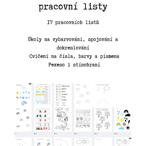 Počasí - pracovní listy