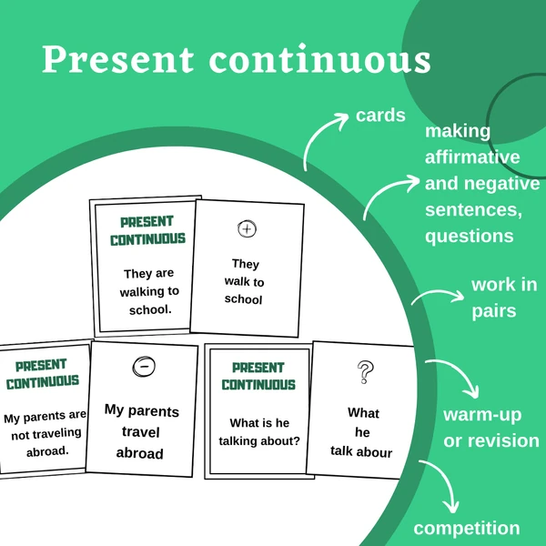 Present continuous - cards (making sentences)