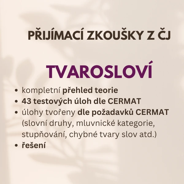 PŘIJÍMACÍ ZKOUŠKY Z ČJ - TVAROSLOVÍ