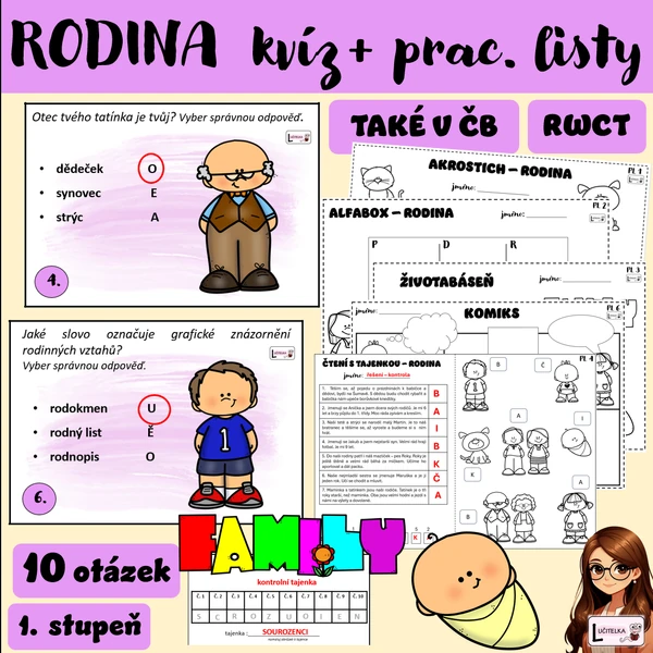 Rodina - edukační kvíz a pracovní listy