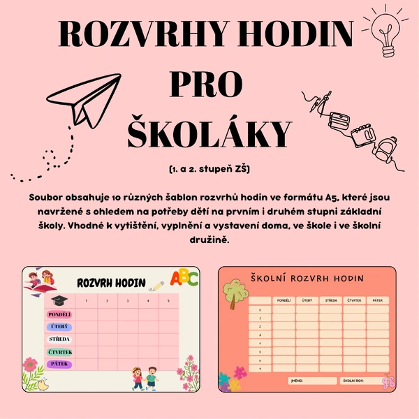 Rozvrhy hodin pro školáky