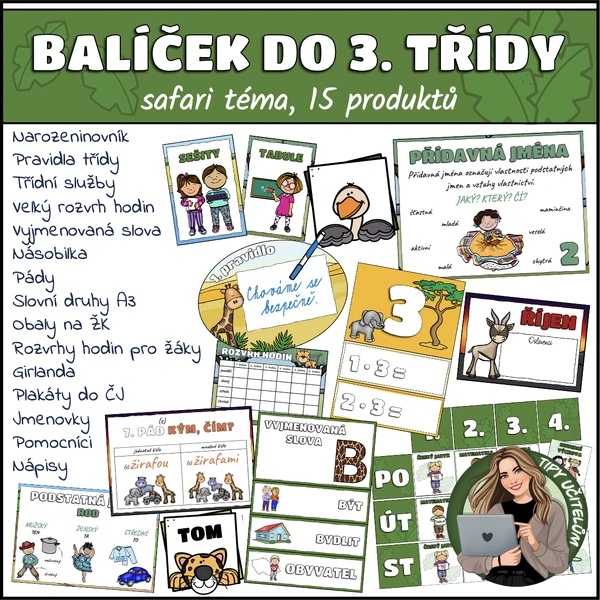 Balíček pro 3. třídu - téma safari (15 pomůcek)