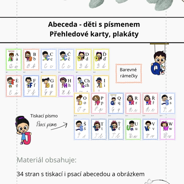 Abeceda - přehledové karty - děti