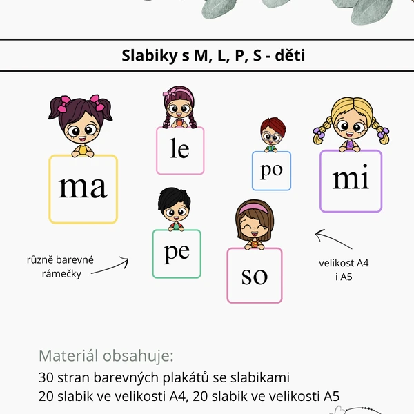 Slabiky s M, L, P, S - děti