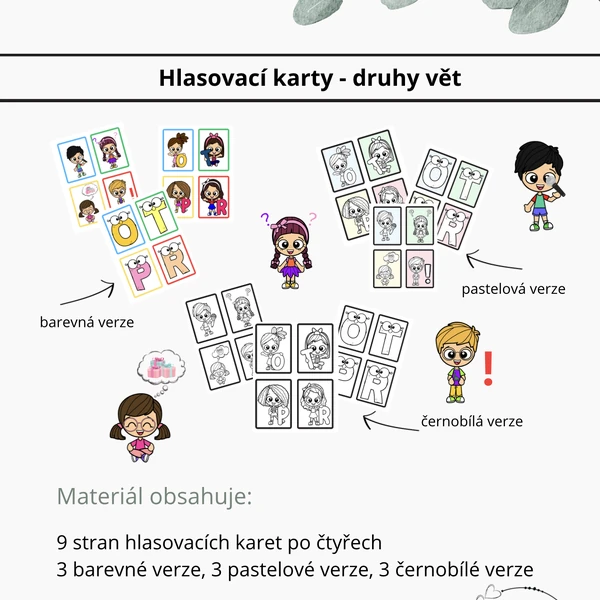 Hlasovací karty - druhy vět - děti