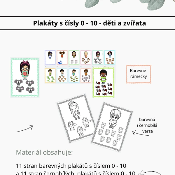 Plakáty s čísly 0-10 - děti