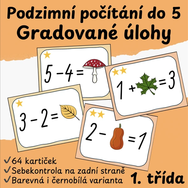 Podzimní počítání do 5 - gradované úlohy