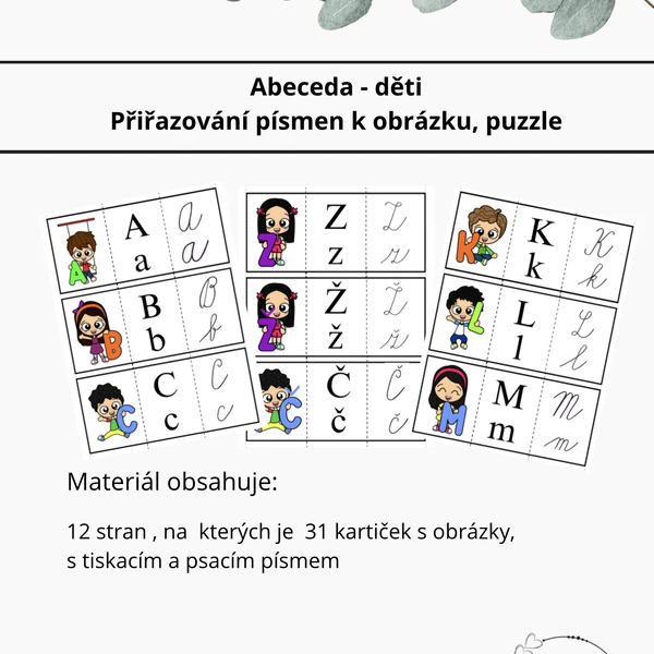 Puzzle s abecedou - děti