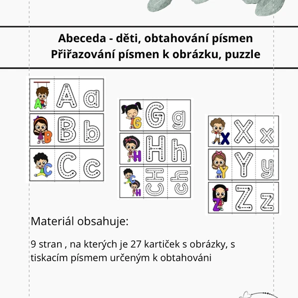 Abeceda - puzzle, obtahování písmen - děti