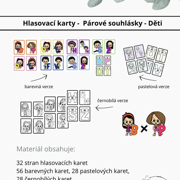 Hlasovací karty - párové souhlásky - děti