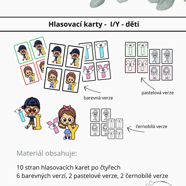 Hlasovací karty - I/Y - děti