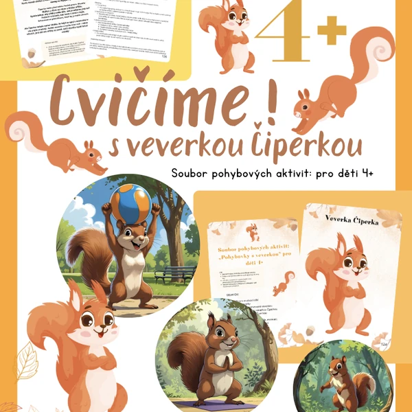 Pohybovky s veverkou- cvičení, rozcvičky, hry