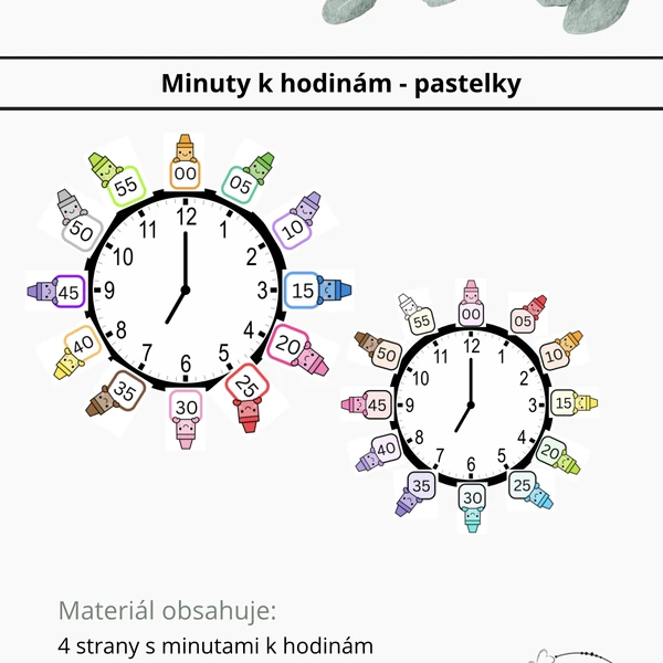 Minuty na hodiny - pastelky