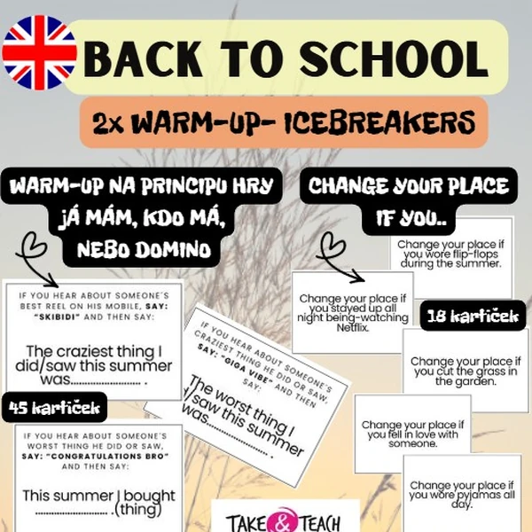 BACK TO SCHOOL - WARM UP - ICEBREAKERS - SUMMER SPEAKING CARDS