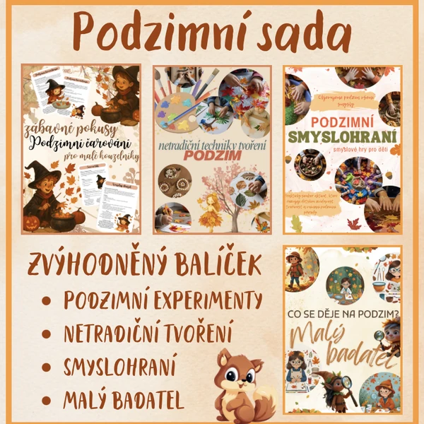Podzimní sada: ZVÝHODNĚNÝ BALÍČEK ( pokusy, tvoření, smysly, bádání)