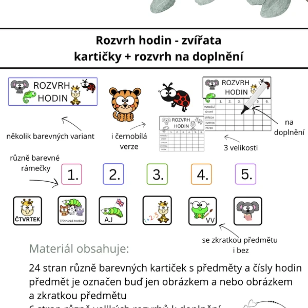 Rozvrh hodin - zvířata