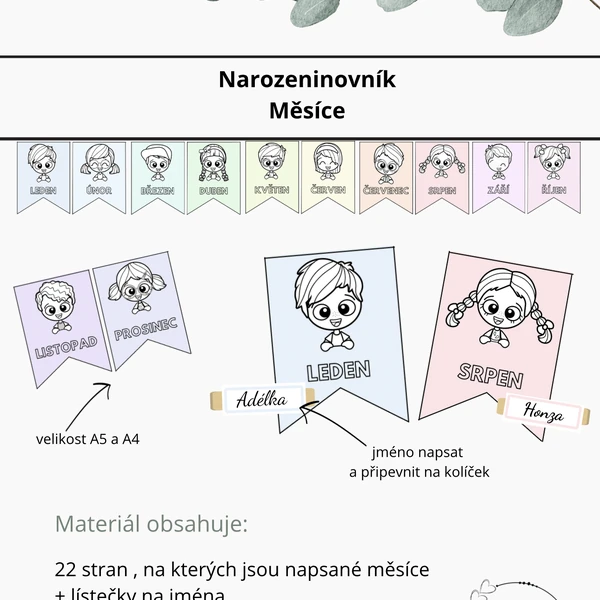 Narozeninovník, měsíce girlanda